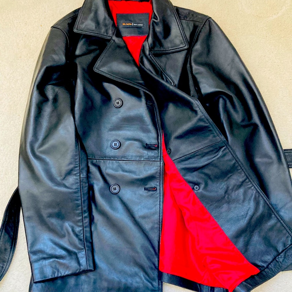 Womens Black Leather Coat
